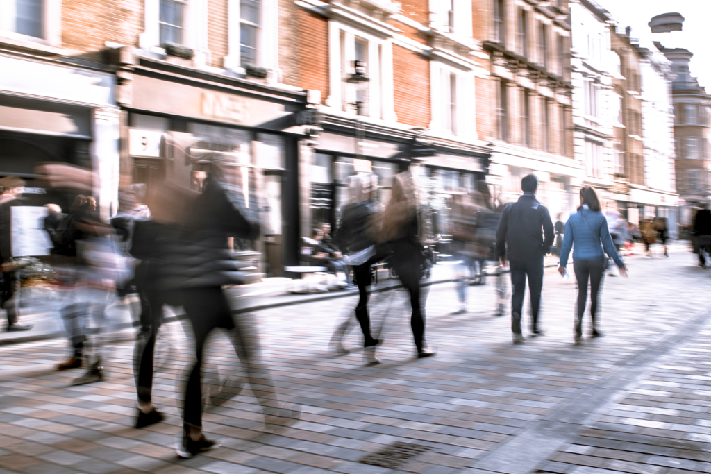 Footfall in Street with Shop